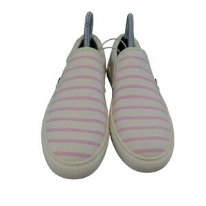 J Crew 'Road Trip' Canvas Slip-On Sneakers Lilac Pink White Stripes Size 7